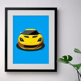 Lotus Evora - yellow on blue - A3/A4 Stylised Print