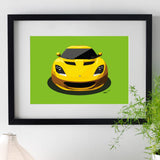 Lotus Evora - yellow on green - A3/A4 Stylised Print