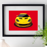 Lotus Evora - yellow on red - A3/A4 Stylised Print
