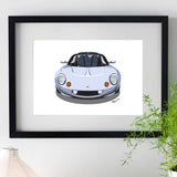 Lotus Elise S1 - silver on white - A3/A4 Stylised Print