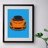 Lotus Elise S2 - orange on blue - A3/A4 Stylised Print